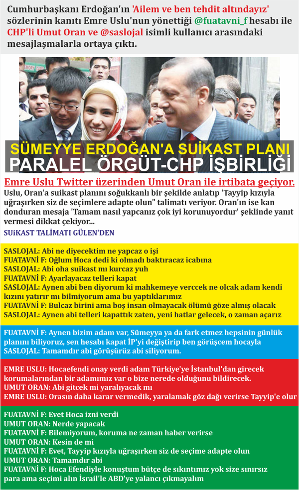 AkpartiGK43's tweet photo. SÜMEYYE ERDOĞAN'A SUİKAST PLANI.. PARALEL ÖRGÜT-CHP İŞBİRLİĞİ.. [ #SoruÇalınırHimmetAlınır ] http://t.co/P6Ov12kcKZ
