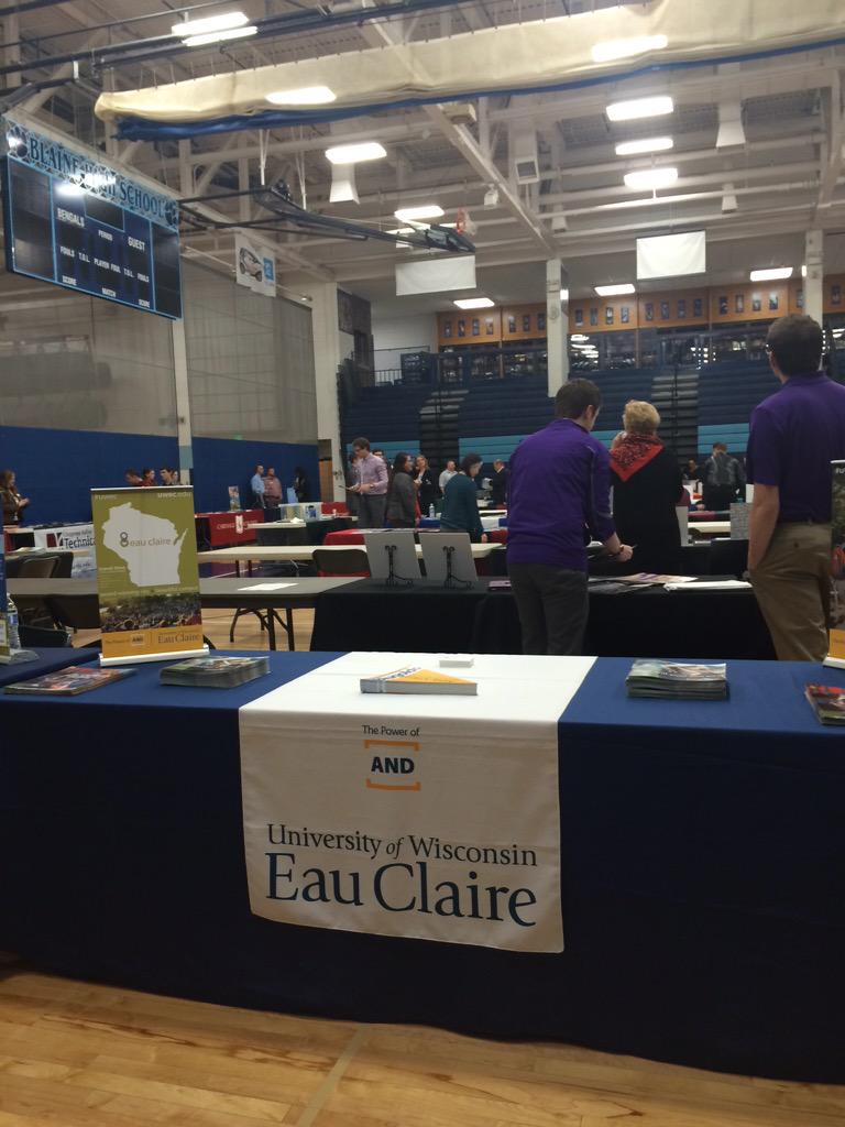 UWECAdmissions's tweet photo. @BlaineHS excited to be here in Blaine!! Come chat with Andy at our table 8-10! Table 111 #uwecroadshow #mef http://t.co/kEL5LPlTsT