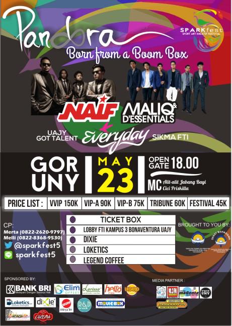 PANDORA - Born from a Boom Box w/ <a href="/Naifband/">NAIF</a> <a href="/MaliqMusic/">MALIQ & D'ESSENTIALS</a> <a href="/TheEverydayBand/">theEVERYDAYband</a> | GOR UNY 23 Mei 2015 | 45k 60k 75k 90k 150k
