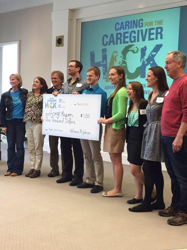KirkDBorne's tweet photo. RT @tonyfungVA > @GeorgeMasonU wins the crowd favorite award! #Caring4CaregiverHack #techinVA #hackVA http://t.co/xCUMMVrMO8