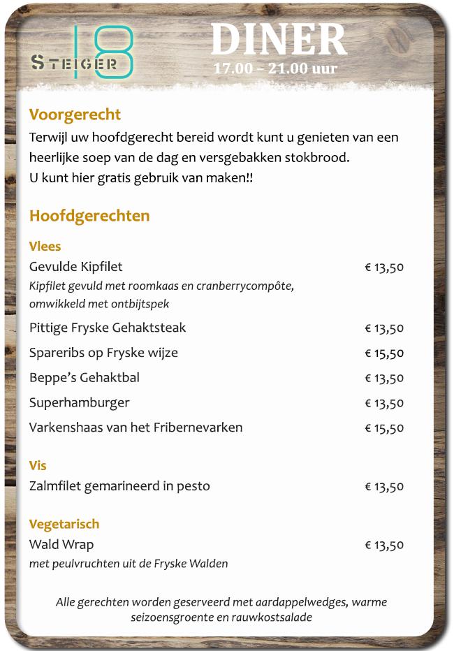 De nieuwe dinerkaart is bekend. Vanaf Pasen zijn we iedere donderdag t/m zondag geopend!