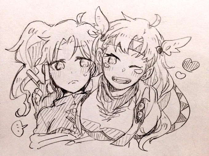 @Smn_m7 にょたしざちゃんとにょたかきょいんできたよォセンスなくてスマンおっぱい描くの楽しかった🌞 