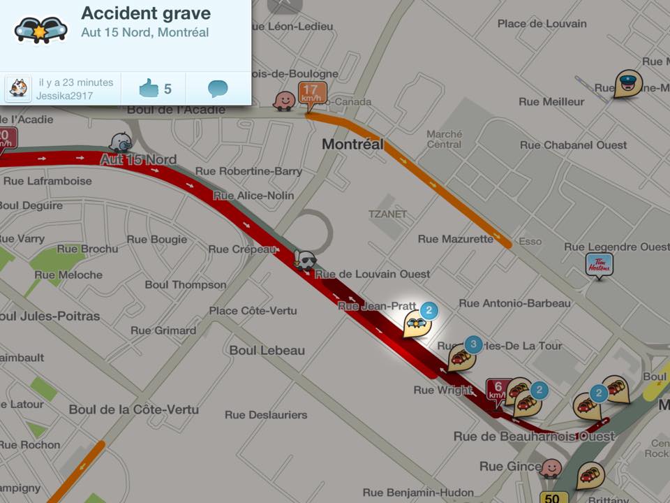 InfosTransport's tweet photo. #A15 nord hauteur Cote-Vertu accident et camion mise en porte feuille
@waze @truckstopquebec #WazeQC @mpcornelliertva http://t.co/eGdcFWGm3B