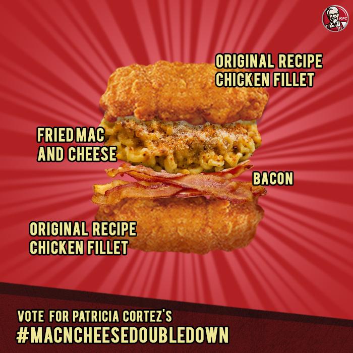 KFCPhilippines's tweet photo. Vote for the #NextDoubleDown idea w/ their assigned hashtag! The most no. of tweets will win! Vote until Mar 26, 11AM http://t.co/8jWmN4vmz1