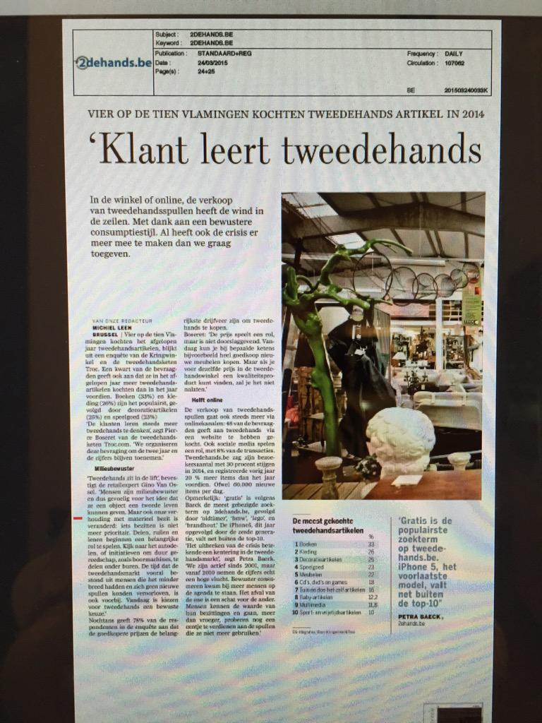 petrabaeck1's tweet photo. Ik voor @2dehandsBE in @destandaard over #tweedehandsdenken met @GinoVanOssel en @pierre_boseret van @Troc_com http://t.co/aawdysSZf9