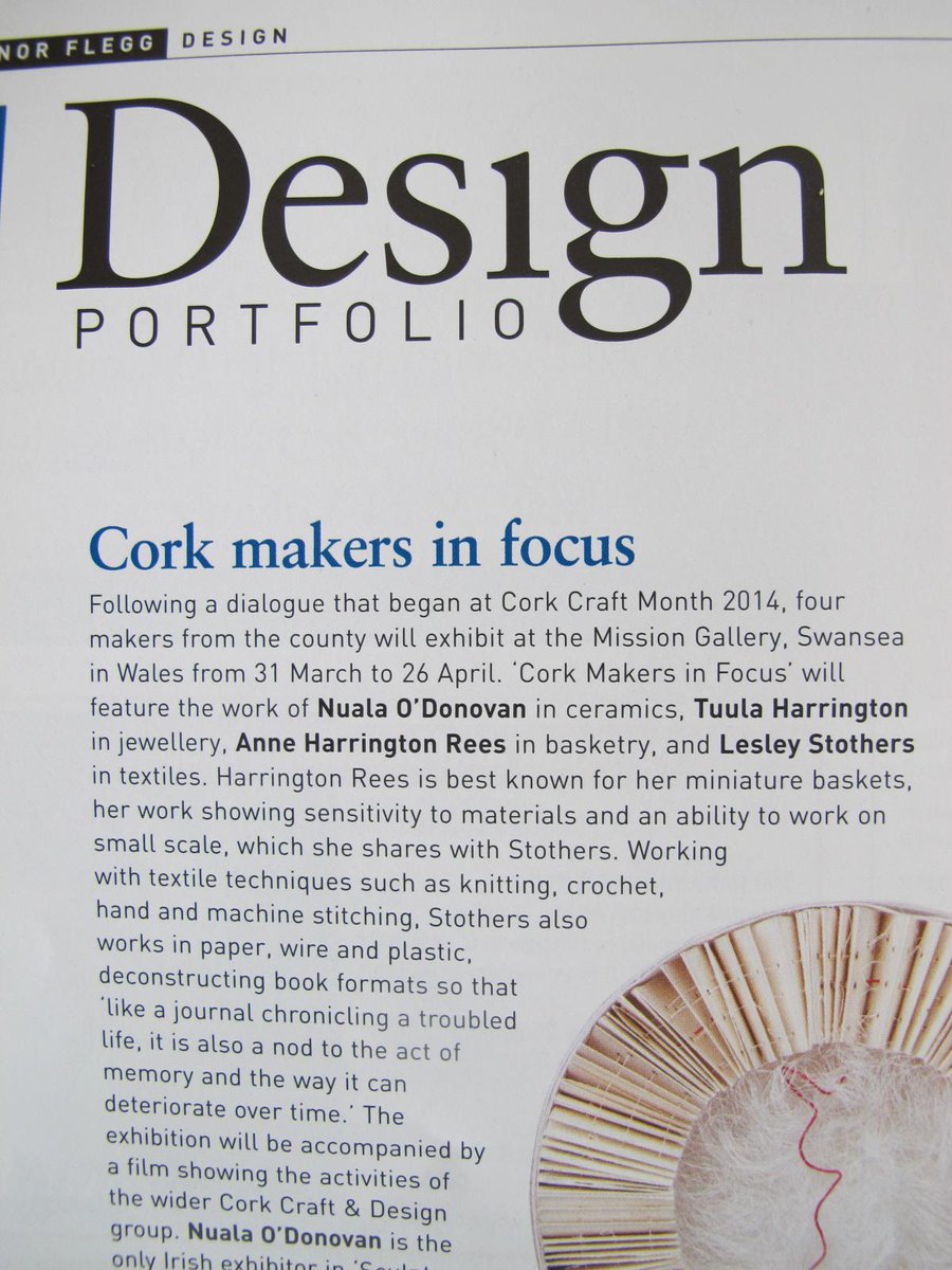 AHRDesigns's tweet photo. @CorkCraftDesign makers in @MissionGallery #MakersinFocus get a mention from @eleanorflegg in @IrishArtsReview @DCCoI http://t.co/QsZcSAnTf8