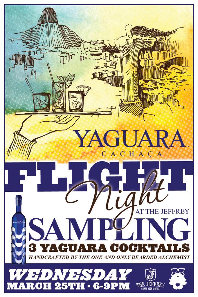 TheJeffreyNYC's tweet photo. Hope you're ready for @YaguaraCachaca flight night with @Jaquool tomorrow! First #beerflights, now #cocktailflights?! http://t.co/CfZAtIQto2