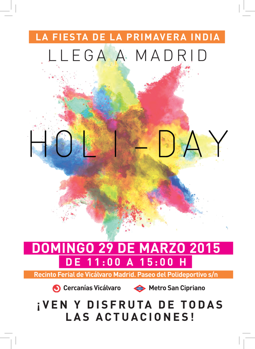 JCursosVic's tweet photo. ¡La primavera llegó! Holi - Day el domingo 29 de Marzo en Vicálvaro. ¡No te lo pierdas! http://t.co/QURkXmG1xt