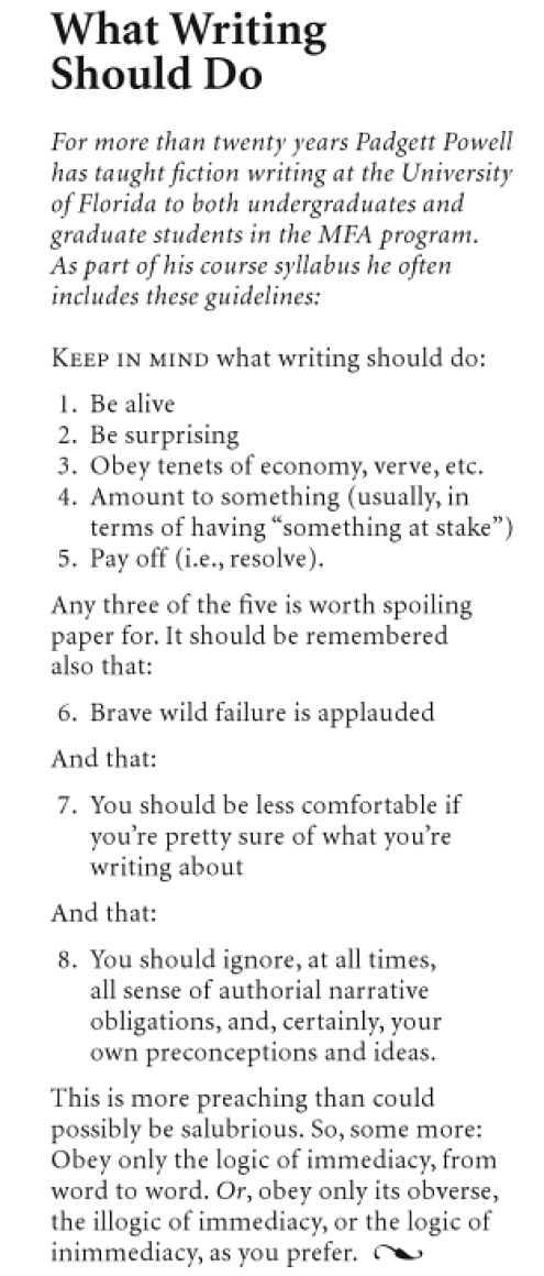 NewTricksMag's tweet photo. The 8 Things Writing Should Do, According to Author Padgett Powell http://t.co/opxq3SYV3m