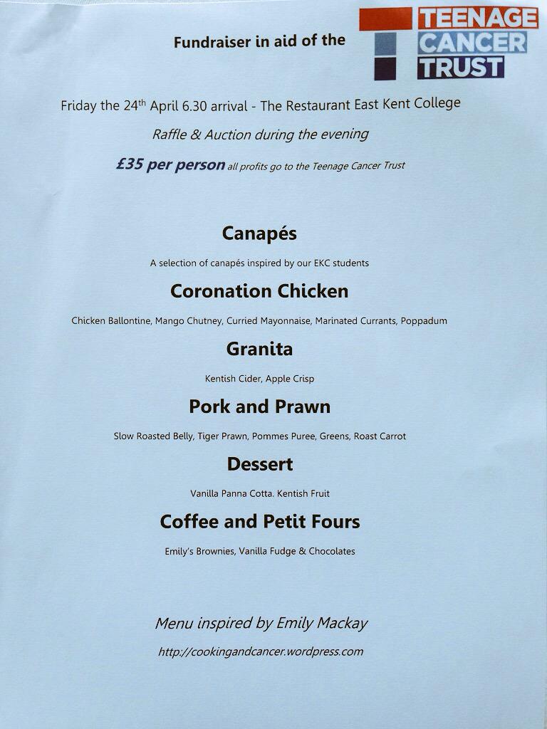 Charity event <a href="/EastKentCollege/">East Kent College</a> for  <a href="/TeenageCancer/">Teenage Cancer Trust</a> to book a table Please call 01843 605030 #charity #event