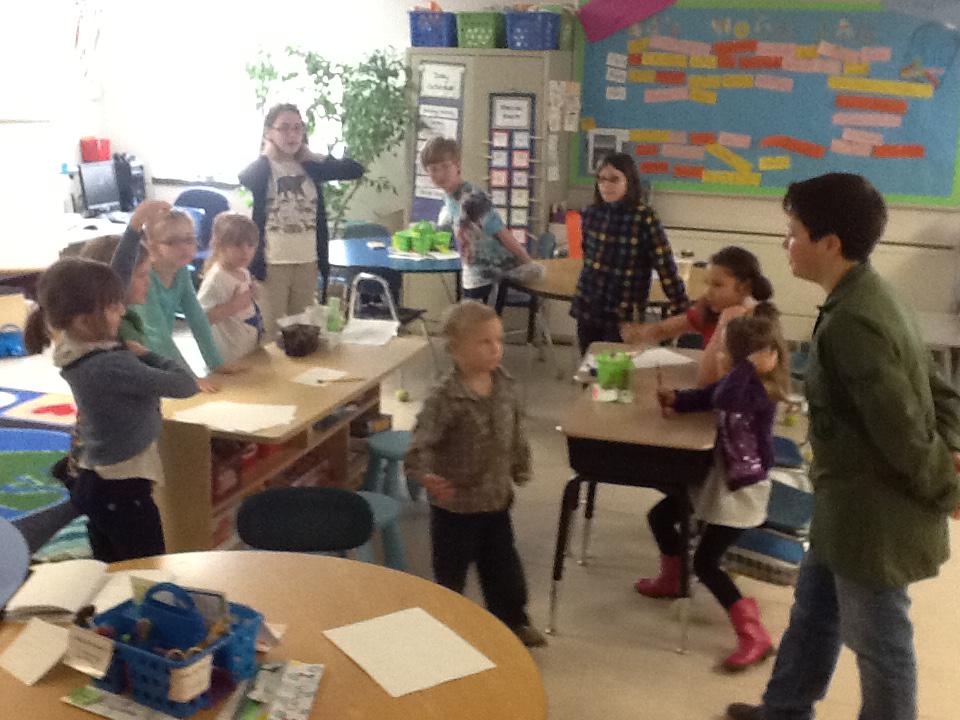 jenjohnjohnson's tweet photo. @GoshenCenterSch Green team creating SPARK skits that exemplify positive behavior at school. http://t.co/AZdZ8iVPJa