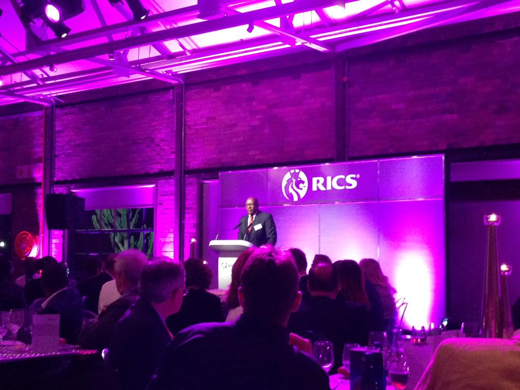 RAURESOC's tweet photo. #RICSAfrica Summit Dinner speaker Dr Kaire Mbuende, Amabassador of Namibia to the #UnitedNations @RICSnews http://t.co/yHLWLp27wi