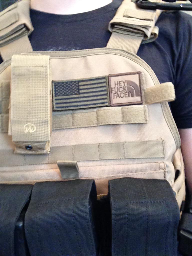 WadeVanv's tweet photo. Newest moto patch #HeyFuckFace http://t.co/Yk8L1LWLt0
