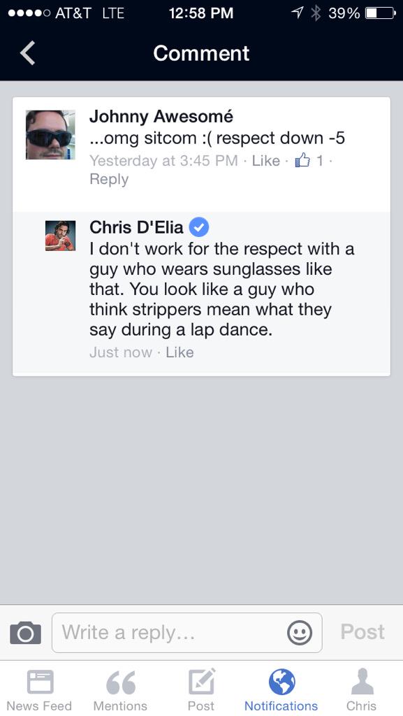 chrisdelia's tweet photo. This idiot decided to tell me what he thought about me working on a sitcom. 
With that said, UNDATEABLE tonight! http://t.co/EK9RTpSM29