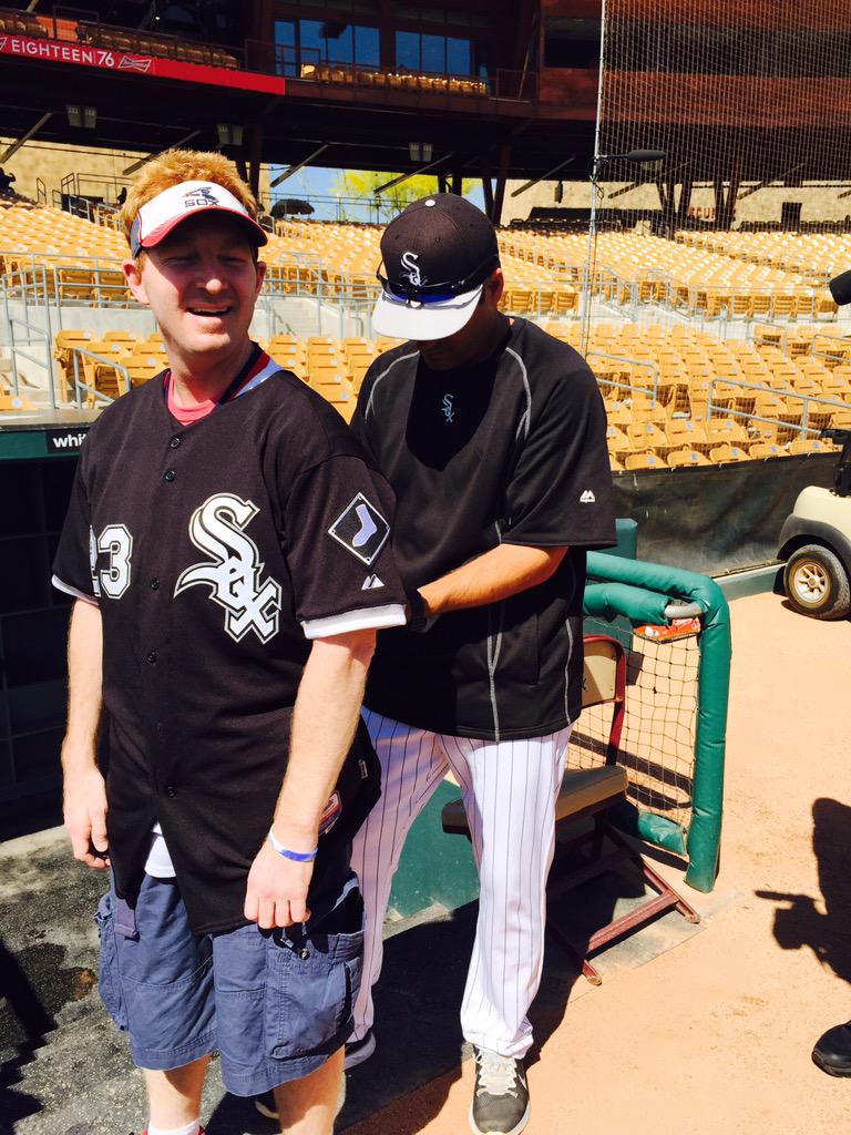 whitesox's tweet photo. Sox fan Eric Von Schaumburg, diagnosed with ALS 2 years ago, is here! We're proud of his gritty competitiveness. http://t.co/YeCSu3X2e9