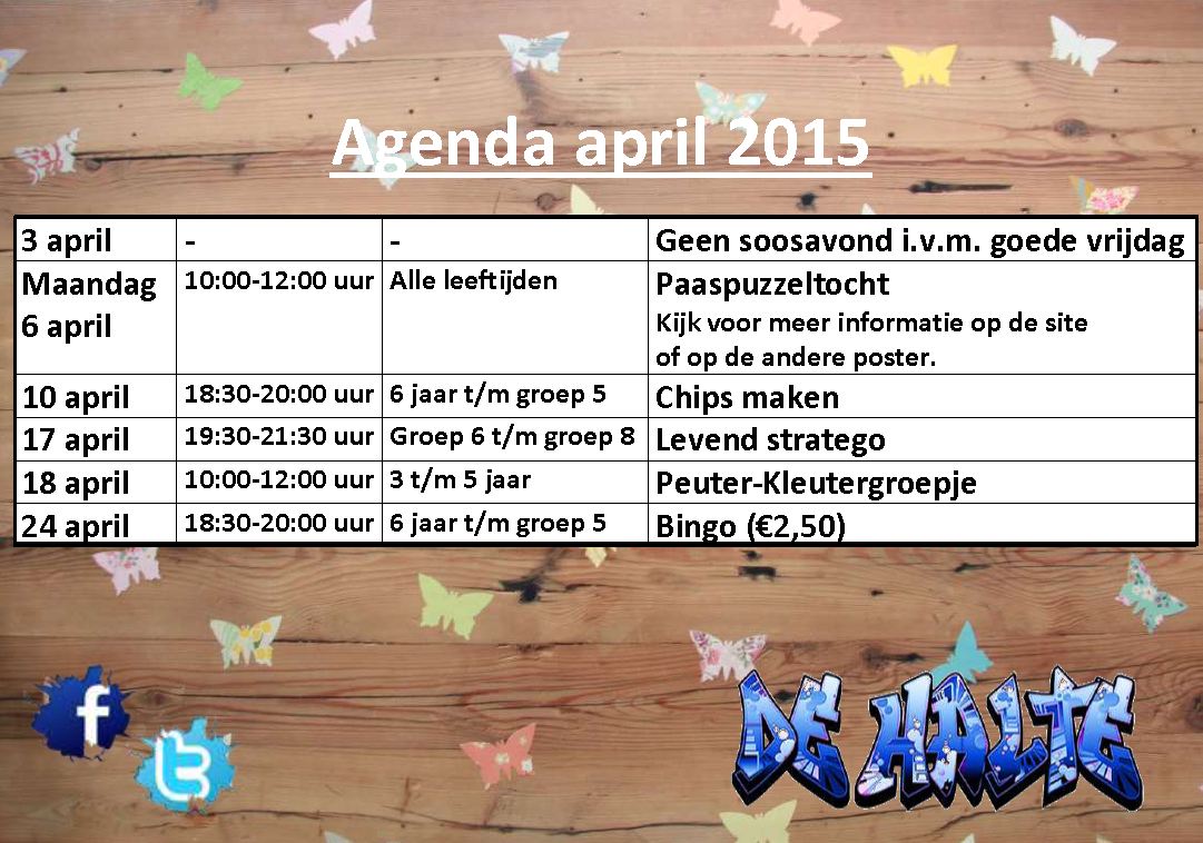 deHalteVuren's tweet photo. De agenda voor april!!! #Vuren http://t.co/sI9lYlsThZ