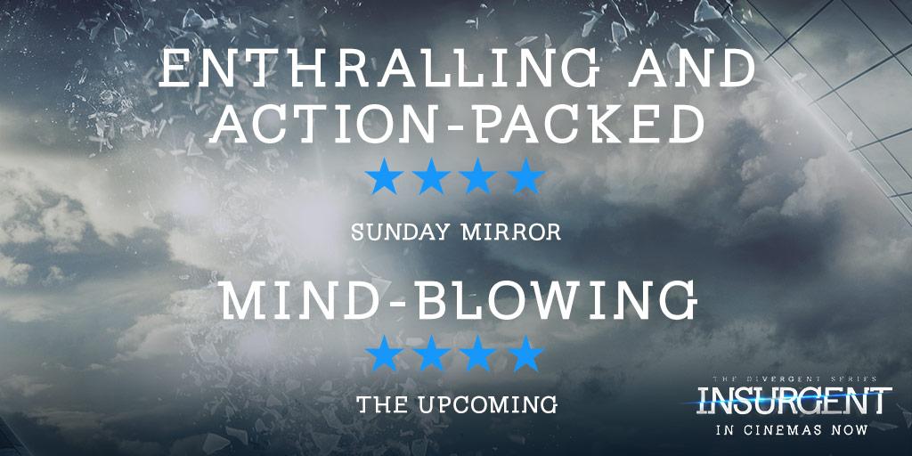 AllegiantUK's tweet image. Critics rave that its "MIND BLOWING."Experience the "ACTION - PACKED" #Insurgent, in cinemas! bit.ly/insurgentticke…