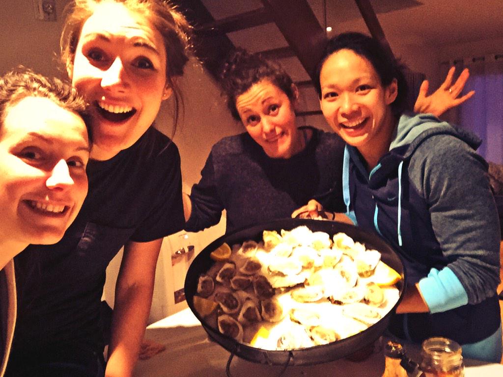 anastasure's tweet photo. Dinner tonight with my French connection @Labonte32 @juliechu13 @cathward18 #oysters #enfrancais http://t.co/HKLrf46vC4