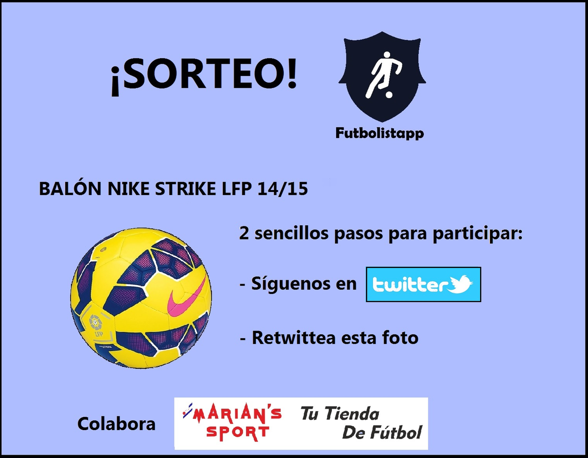 Futbolistapp_'s tweet photo. ¡SORTEO! Balón Nike Strike LFP 14/15. Para participar: Síguenos en Twitter y retwittea esta foto. #NIKE #football http://t.co/xzQ4jchy30