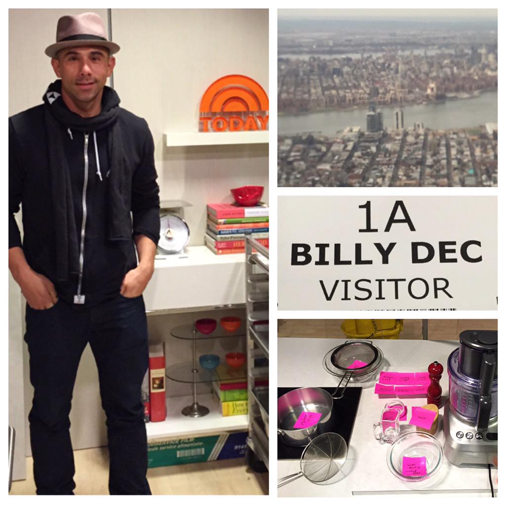 BillyDec's tweet image. Flew into NYC to amazing staff at @TODAYshow laying out my cooking demo for 830a! Can u watch?! DVR?