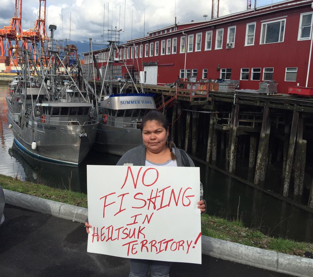 Someone from <a href="/DFO_MPO/">Fisheries Oceans Canada</a> needs to read this sign "slowly" to Minister Gail Shea

<a href="/HeiltsukCouncil/">Heiltsuk Council</a> message very clear