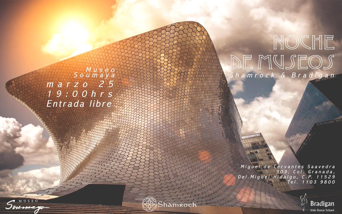 Shamrockceltics's tweet photo. ¡Mañana!
Los esperamos #NocheDeMuseos #museosoumaya #shamrockceltics http://t.co/5fUp7YocKR