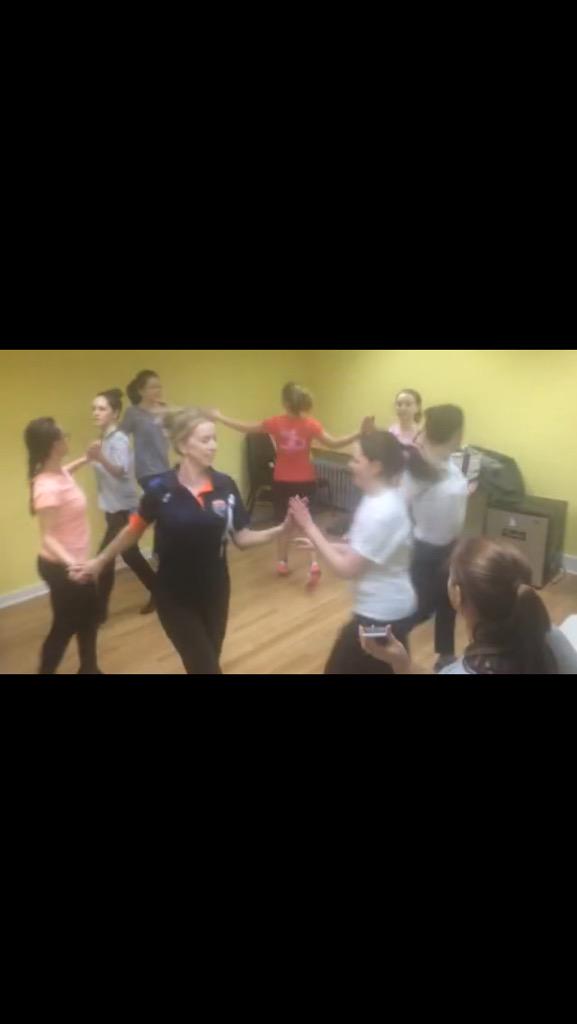 ScorNYC's tweet image. 3 weeks left &apos;til New York Senior Scór. Here&apos;s a pic of @ManhattanGaels figure dancers in action #getpracticing #scor