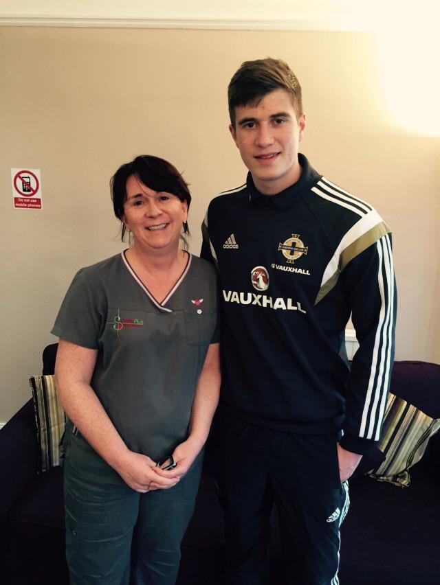 Good to welcome <a href="/PadMcnair/">Paddy McNair</a> to SmilePlus for treatment prior to International debut for NI. Best of luck Paddy ⚽️👍