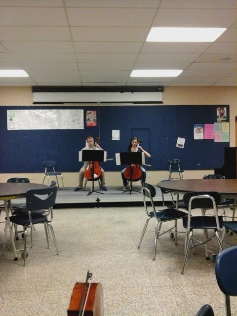 Two of our officers, Anthony and Monica, performing Vivaldi Cello Duet!! #cookiesandclassics