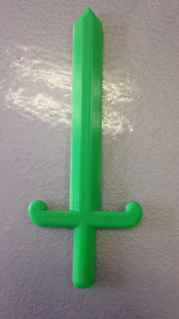 tiffobotix's tweet photo. 3D printed sword by 3rd grader Saif :) #3dprinting #makerbot #adventuretime #rollingrobots @RollingRobots http://t.co/pcxI5uS9Wh