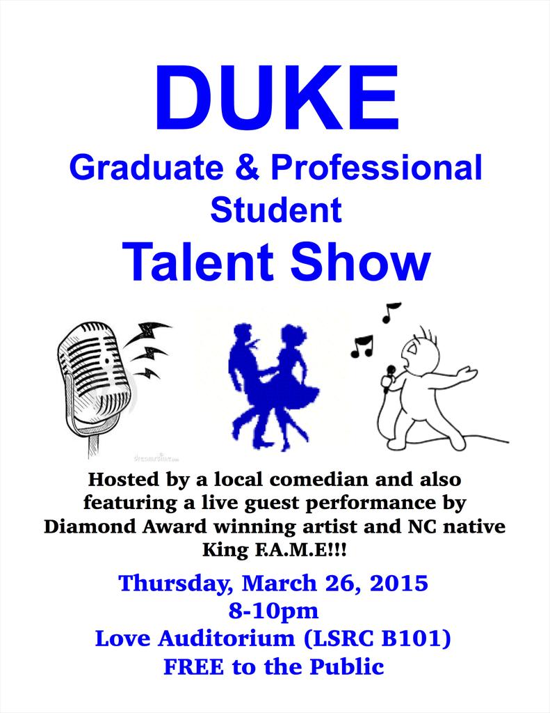 KingFAMEsCourt's tweet photo. King F.A.M.E performing as Special Guest at Thursday's #Duke GPSC Talent Show. Open to the public! @DukeSA @dukeDSB http://t.co/CNRhUTcDNU