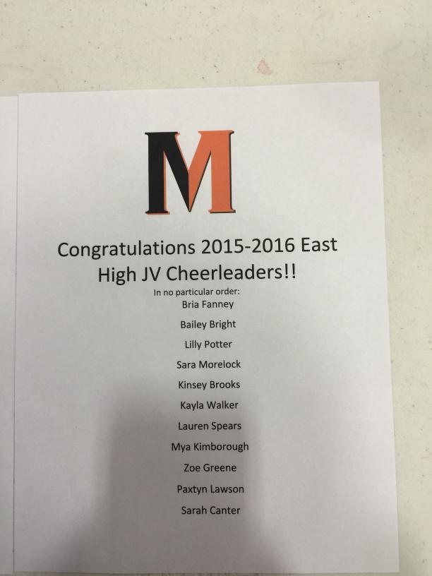 morgane_watkins's tweet photo. Congrats to the 2015-2016 Mo. East JV Cheerleading Team. #onceacanealwaysacane http://t.co/AjMc7VKP5U