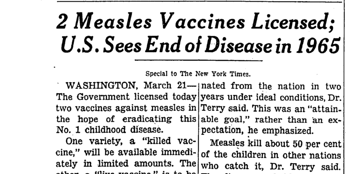 NYTArchives's tweet photo. 1963: Surgeon General says vaccines might eliminate measles in US by 1965  http://t.co/HwVVQcSCQo (h/t @HarrySteinDC) http://t.co/AC7ECAEl6P