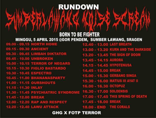 Rundown 5April> <a href="/LAWUATTACKHC/">LAWU ATTACK</a> @_SOLOENSIS_ <a href="/gerbangsinga/">gerbangsinga</a> <a href="/thecoralsrock/">THE CORALS</a> <a href="/KDS_progresive/">CRONICARIUM</a> <a href="/EspectroHc/">ESPECTRO HC</a> <a href="/figlio_bastardo/">FIGLIO BASTARDO ID</a>