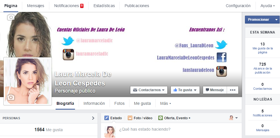 Fans_LauraDLeon's tweet photo. @lauramarceladlc Sera Que Tu Puedes Mandar Un Saludo A La Pagina De Fans Que Tenemos En Facebook 
Te Queremos Laura http://t.co/qlDqFwZ63w