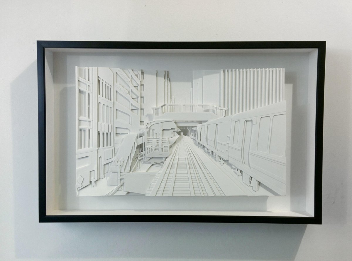 planckstudios's tweet photo. This new #3D print of the #Chicago Adams L station is 20" x 40" and about 3" deep.  It's a study for a larger #print http://t.co/9hBvtV557T