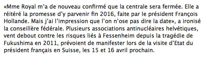 La Suisse s'impatiente et demande une date de fermeture pour la centrale de #Fessenheim > letemps.ch/Page/Uuid/98b3… -