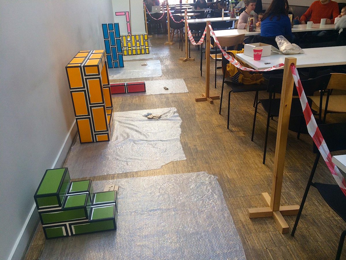 chaptergallery's tweet photo. Oh we do love installation day! Exhibition opens 10 April @chaptertweets @WORKSPROJECTS #RichardWoods #BadBricks http://t.co/gRl7Oe16fh