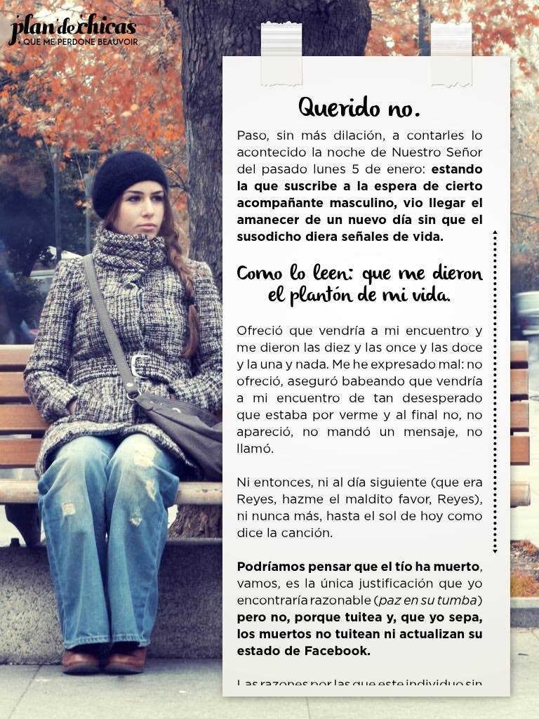 PlanDeChicasMDZ's tweet photo. "Querido no", nuestra carta de "que me perdone beauvoir" en #Plandechicas3. Léela y diviertete. http://t.co/gFndfHy6E3
