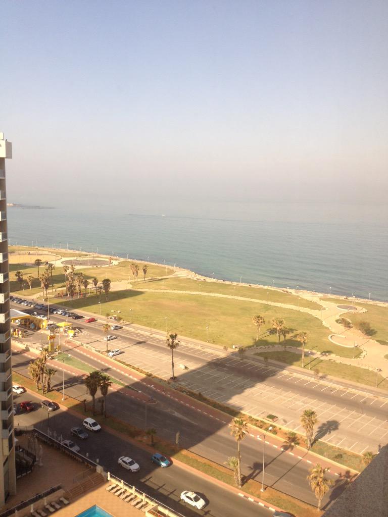 o_marsden's tweet photo. Not a bad view to wake up to. Starting to really enjoy my trips to Tel Aviv! http://t.co/2kxgM7nncd