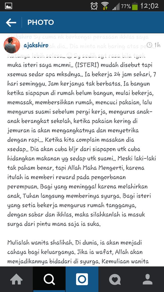 FarisScar's tweet photo. Hah mana yg cakap lelaki semua sama, tak hargai perempuan tu, tengok ni! Ajak obtained my respect. Betul bae material http://t.co/c8AlqjFuGs