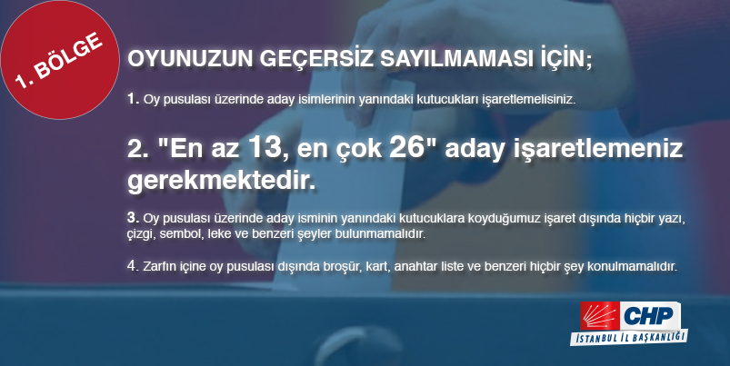 Ön seçimde Birinci Bölgeden oy kullanacak üyelerimizin dikkatine!