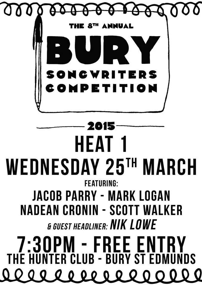 BurySongComp's tweet image. Heat One of Bury Songwriters Competition is tonight from 7:30pm at @TheHunterClub - Free Entry!  #BuryStEdmunds