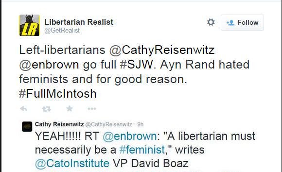 ENBrown's tweet photo. FULL social justice warrior!, folks #notjusthalf By quoting the Cato Institute VP (cc @CathyReisenwitz, commie plant) http://t.co/3GaEhGYEPB