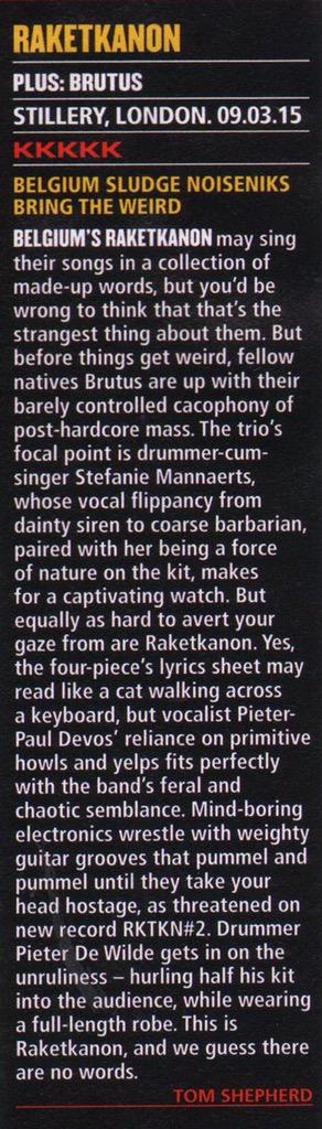 Allright! @KerrangMagazine came to see us and @wearebrutus in @_thestillery and wrote a 5 star review!