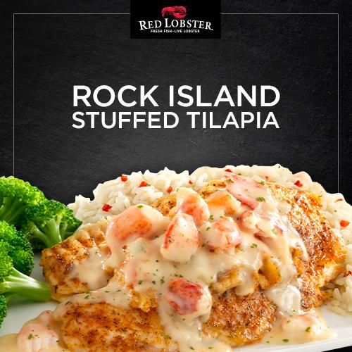 Make a rock island getaway with tilapia, stuffed with crab and topped with lobster butter sauce. #Lobsterfest