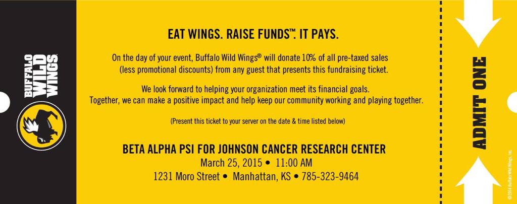BetaAlphaPsiKSU's tweet photo. Head to Buffalo Wild Wings tonight to join us as we support @KStateCancerRes! http://t.co/retqKukWRY