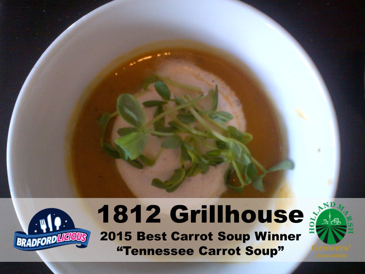Congrats to <a href="/Bradfordlicious/">Bradfordlicious</a> 2015 Best Carrot Soup Winner: 1812 Grillhouse. The carrots were showcased beautifully.