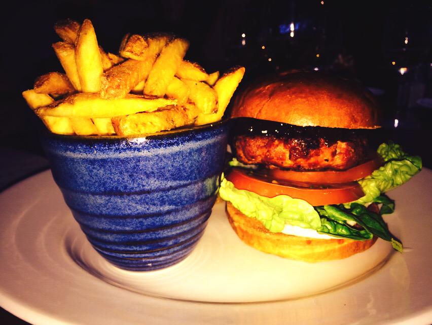 Pork &amp; chorizo burger with pickled jan! Delicious <a href="/TheAlbany/">The Albany</a> #tweatup