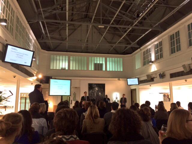 ChristiesInc's tweet photo. #GlennLigon and #AlexFarquharson in discussion tonight at #SouthKen. #FirstOpenLDN http://t.co/s3eMjT9XUH